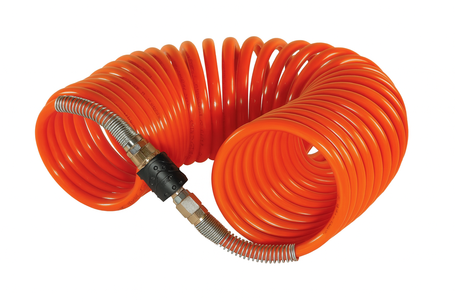 Spiráltömlő, NARANCS sárga, nylon, komplett csatlakozókkal